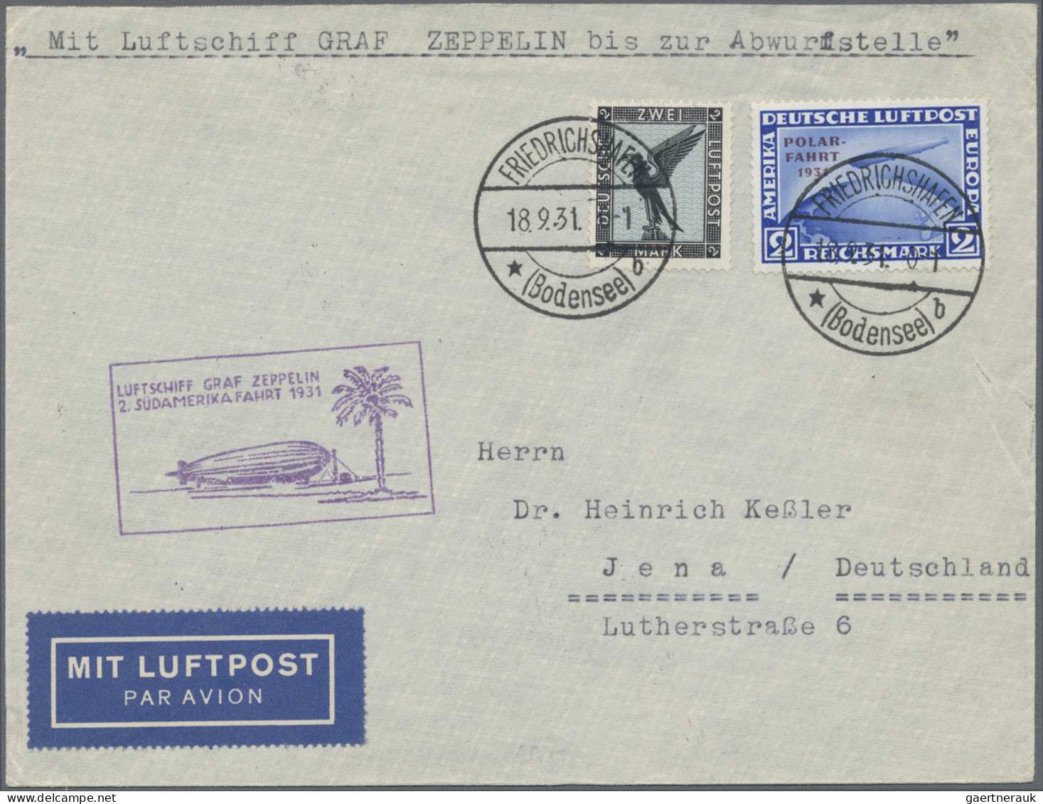 Zeppelin Mail - Germany: 1930/1934, Partie Von Vier Zeppelinbelegen, Dabei Siege - Poste Aérienne & Zeppelin