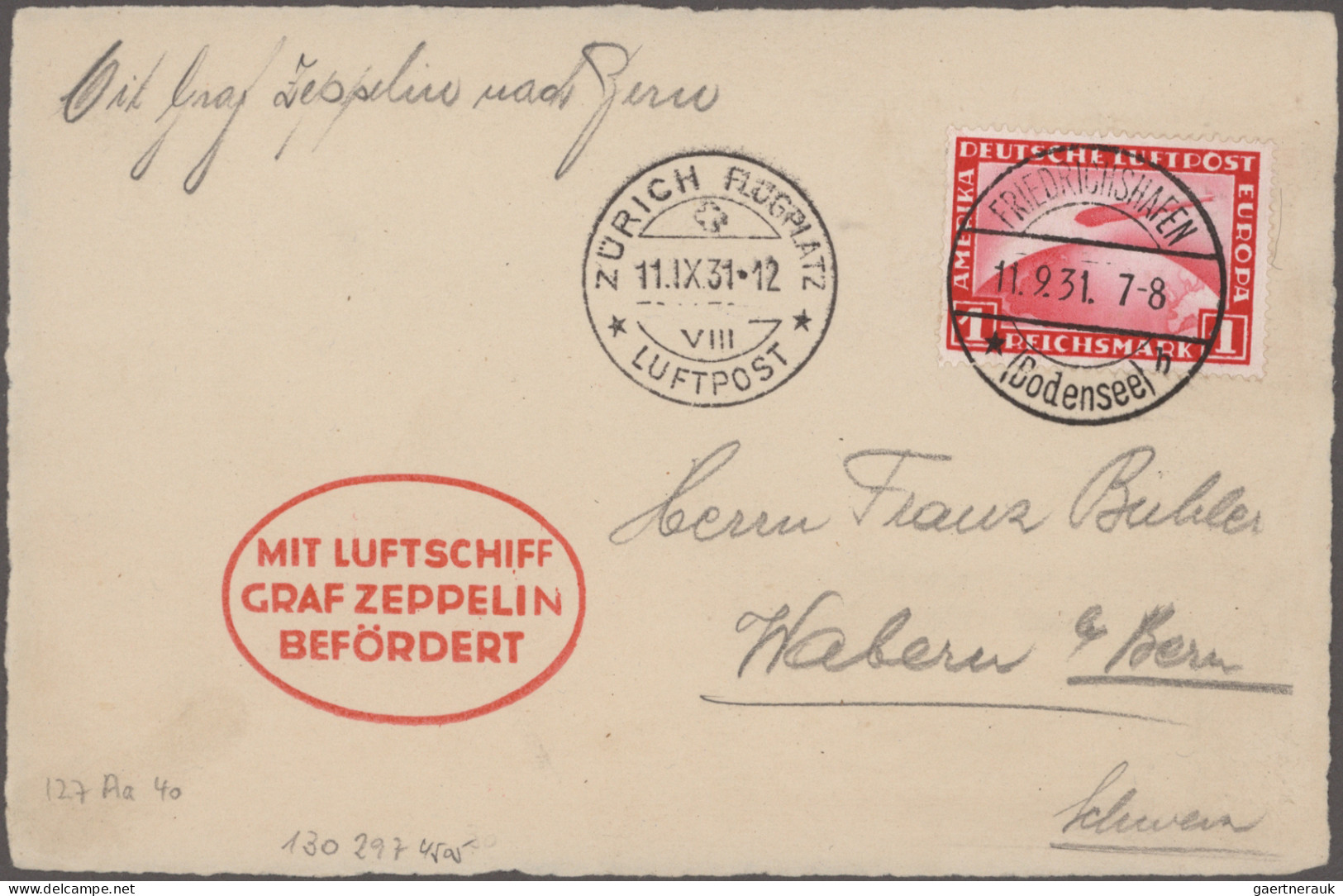 Zeppelin Mail - Germany: 1931/1976, Nette Partie Von Insg. 20 Zeppelin-, Flugpos - Poste Aérienne & Zeppelin