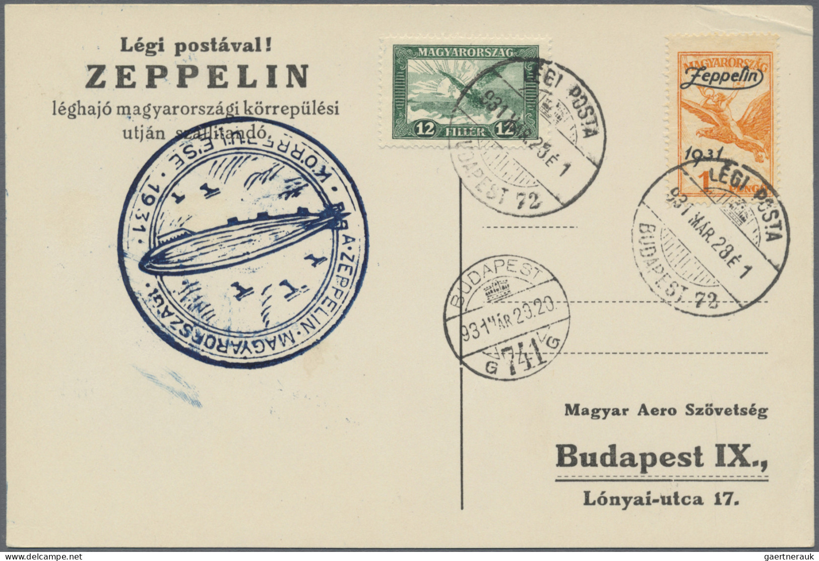 Zeppelin Mail - Europe: 1931, Trip To Hungary, Lot Of Four Entires, Sieger Nos. - Andere-Europa