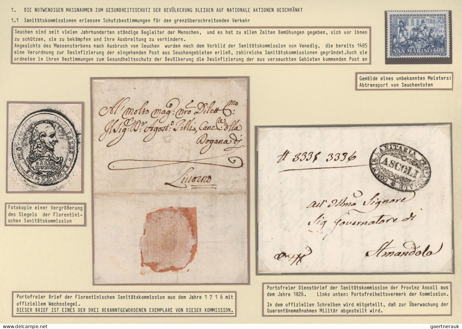 Disinfection Mail: 1716/1911, Extraordinary Exhibit Collection Of 52 Disinfected - Altri & Non Classificati