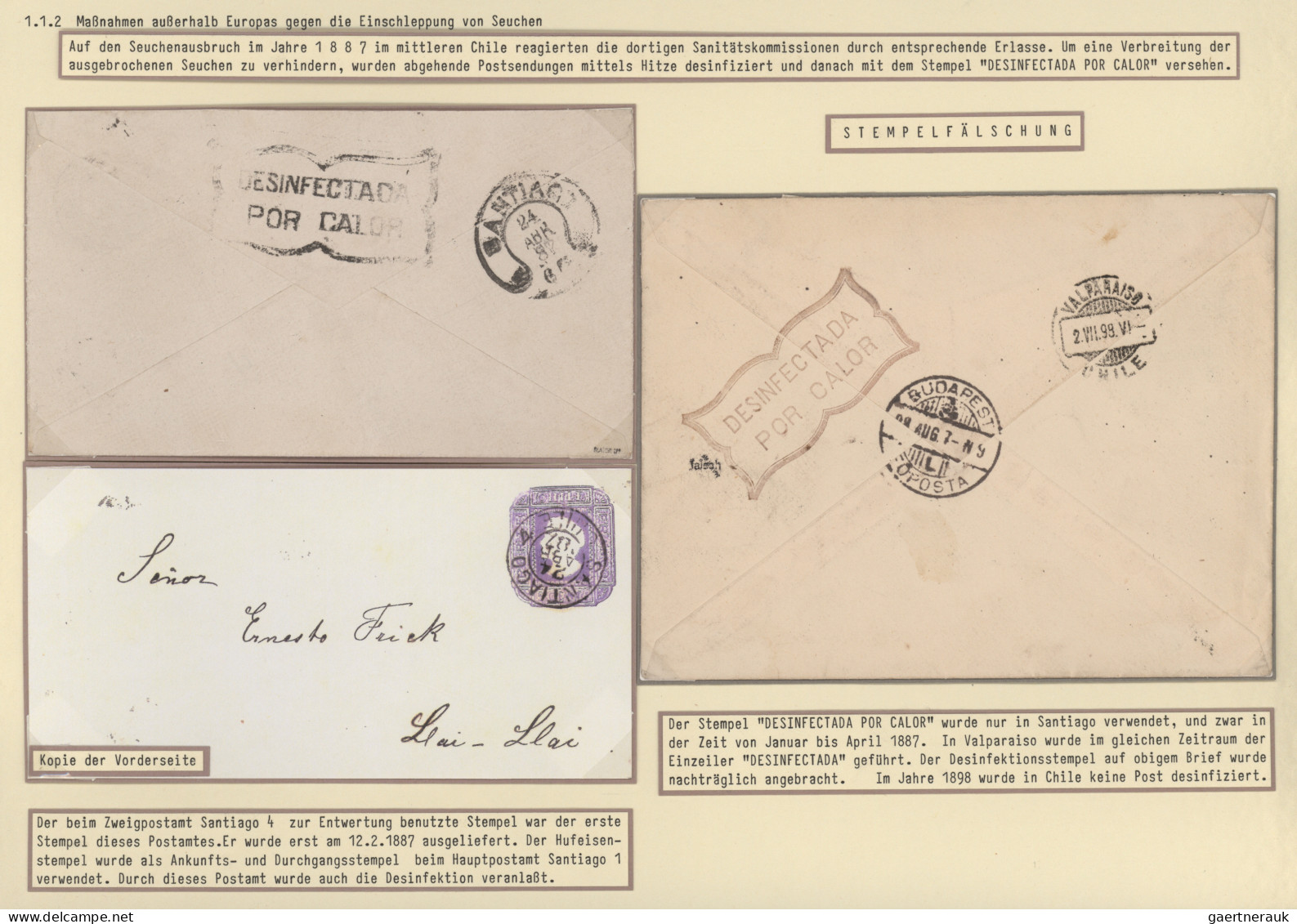 Disinfection Mail: 1716/1911, extraordinary exhibit collection of 52 disinfected