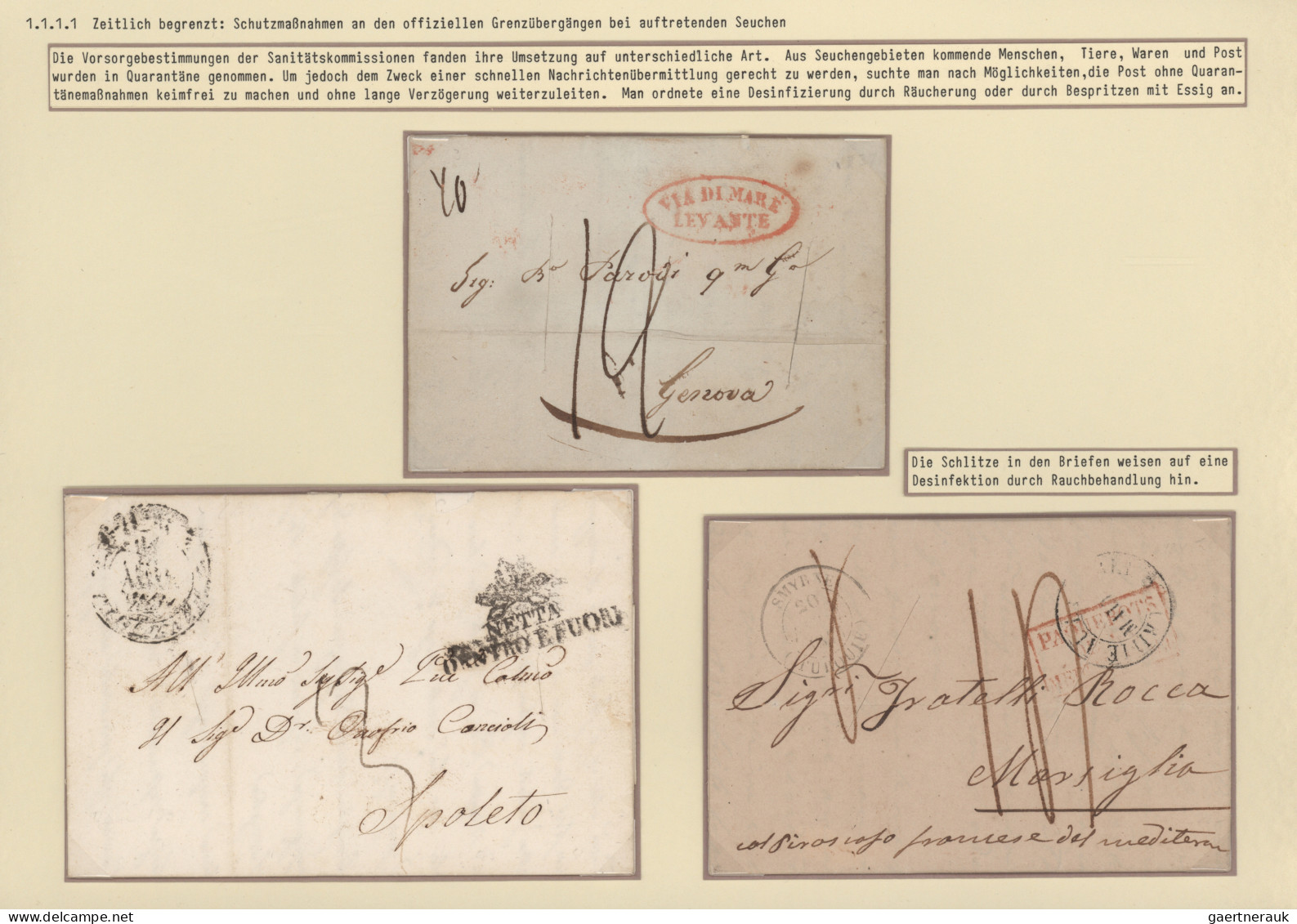 Disinfection Mail: 1716/1911, extraordinary exhibit collection of 52 disinfected