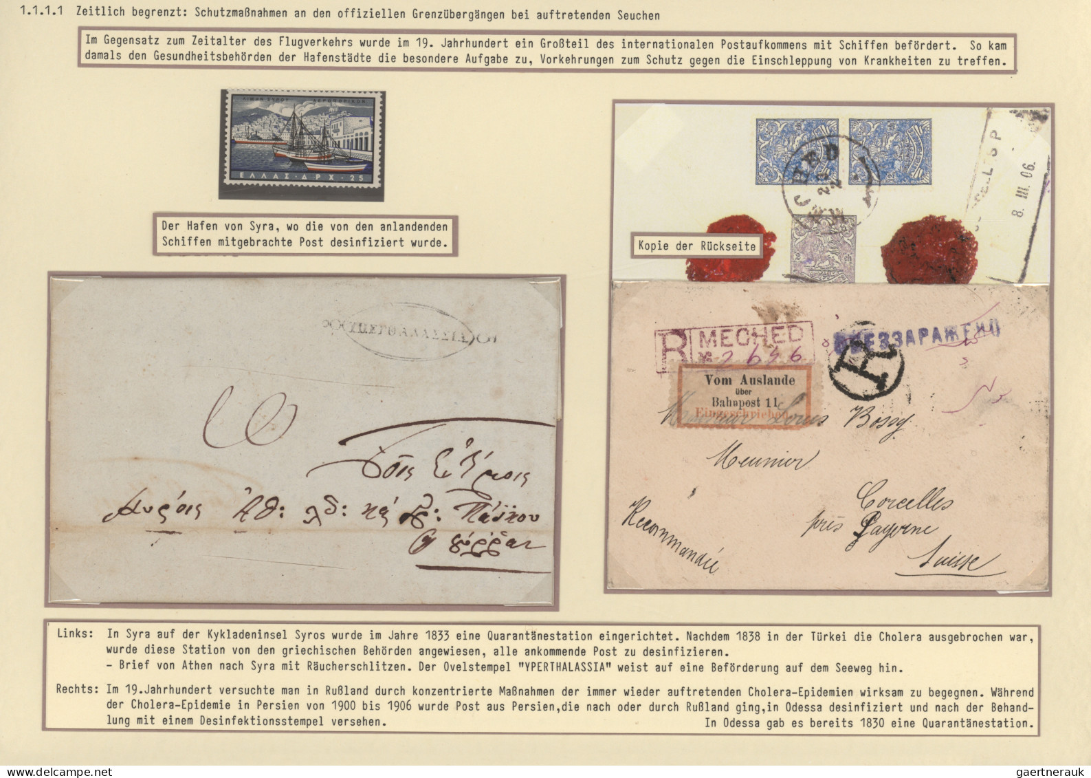 Disinfection Mail: 1716/1911, extraordinary exhibit collection of 52 disinfected