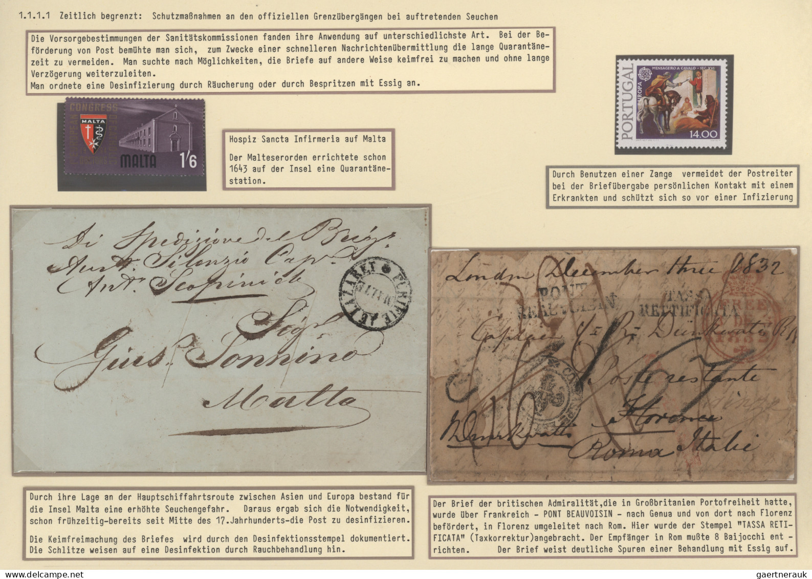 Disinfection Mail: 1716/1911, extraordinary exhibit collection of 52 disinfected