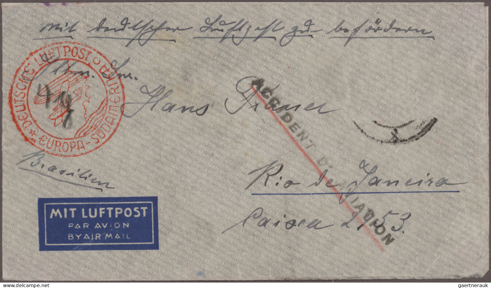 Desaster Mail: 1930/1959, 6 Verschiedene Belege Von Flugzeugabstürzen Mit Entspr - Other & Unclassified