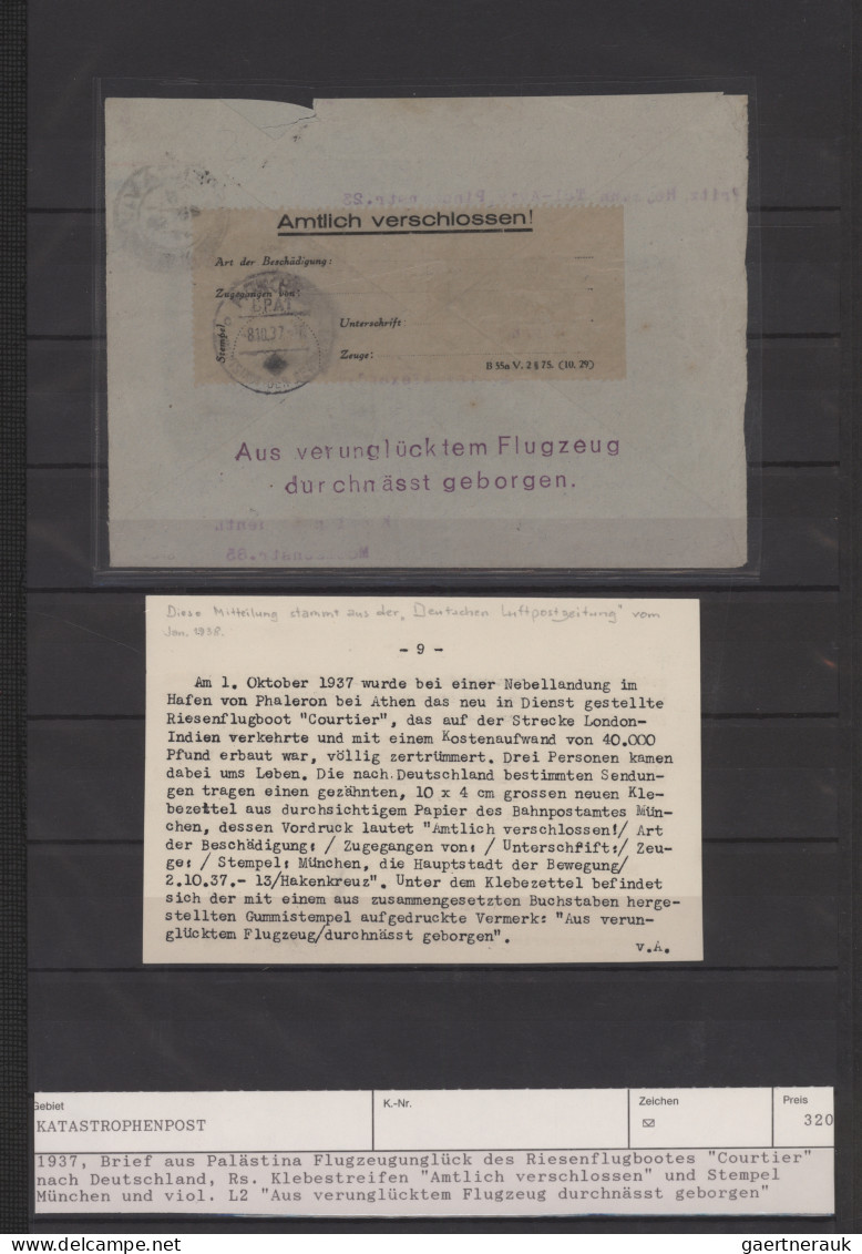 Desaster Mail: 1937/1954, Lot Of Four Crash Mail Covers: (1) 1 Oct 1937 Flying B - Otros & Sin Clasificación