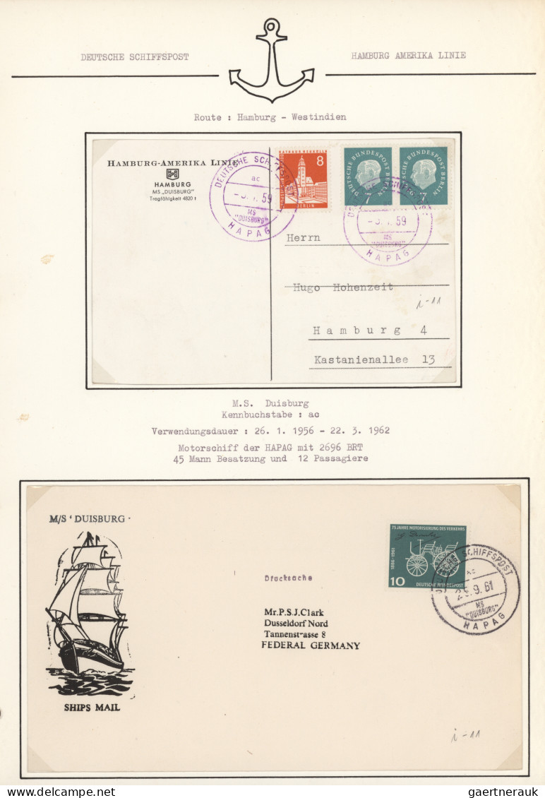 Shipsmail - Germany: 1955/1962, Saubere Sammlung Von Ca. 90 Schiffspostbelegen M - Collezioni