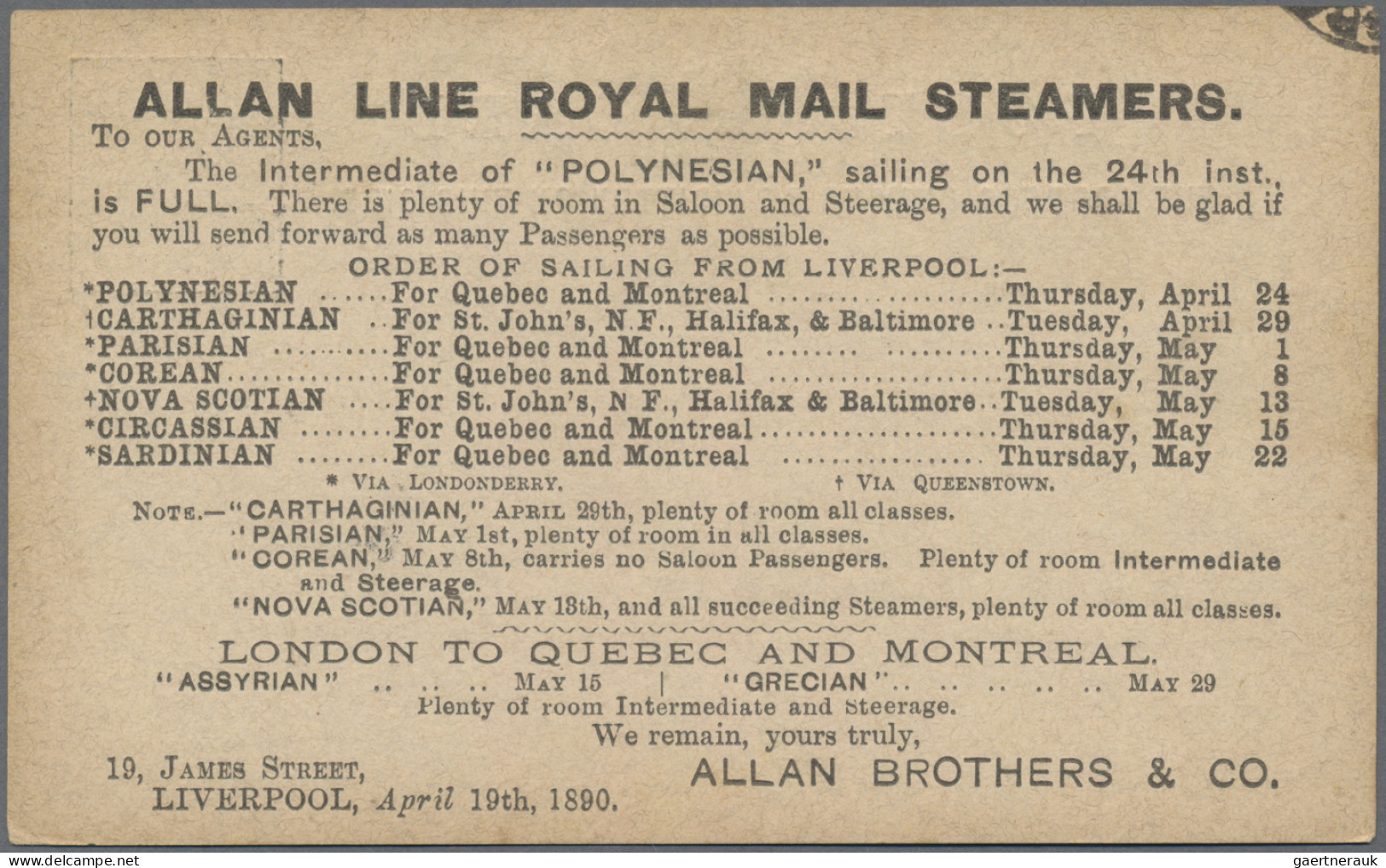 Ship Mail: 1890/1894 Ship Departures From England: Collection Of 34 British Post - Andere & Zonder Classificatie