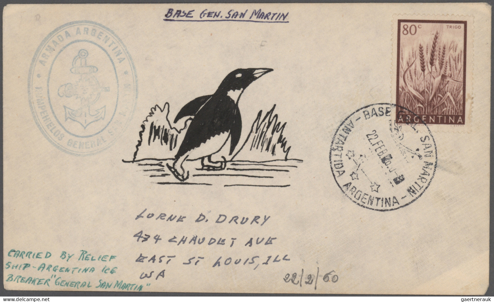 Thematics: Antarctic: 1948/1987, Collection Of Apprx. 200 Covers Bearing Argenti - Otros
