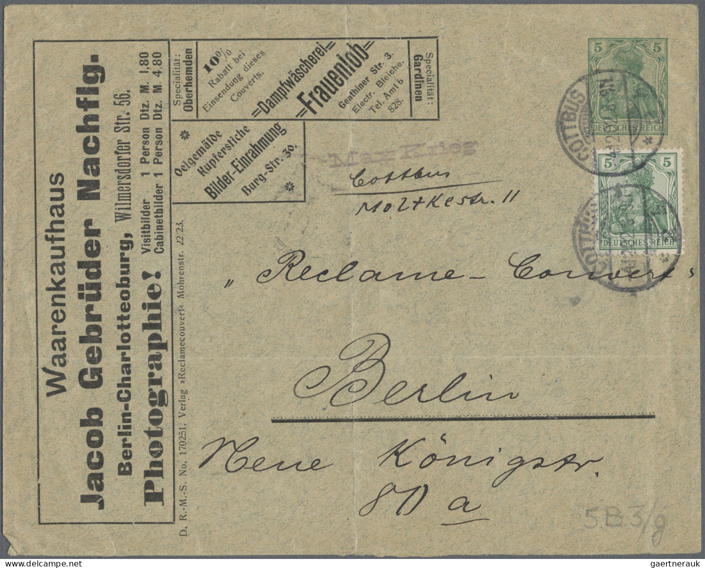 Thematics: Advertising Postal Stationery: 1900/1914 Ca., Dt.Reich Germania, Reic - Otros