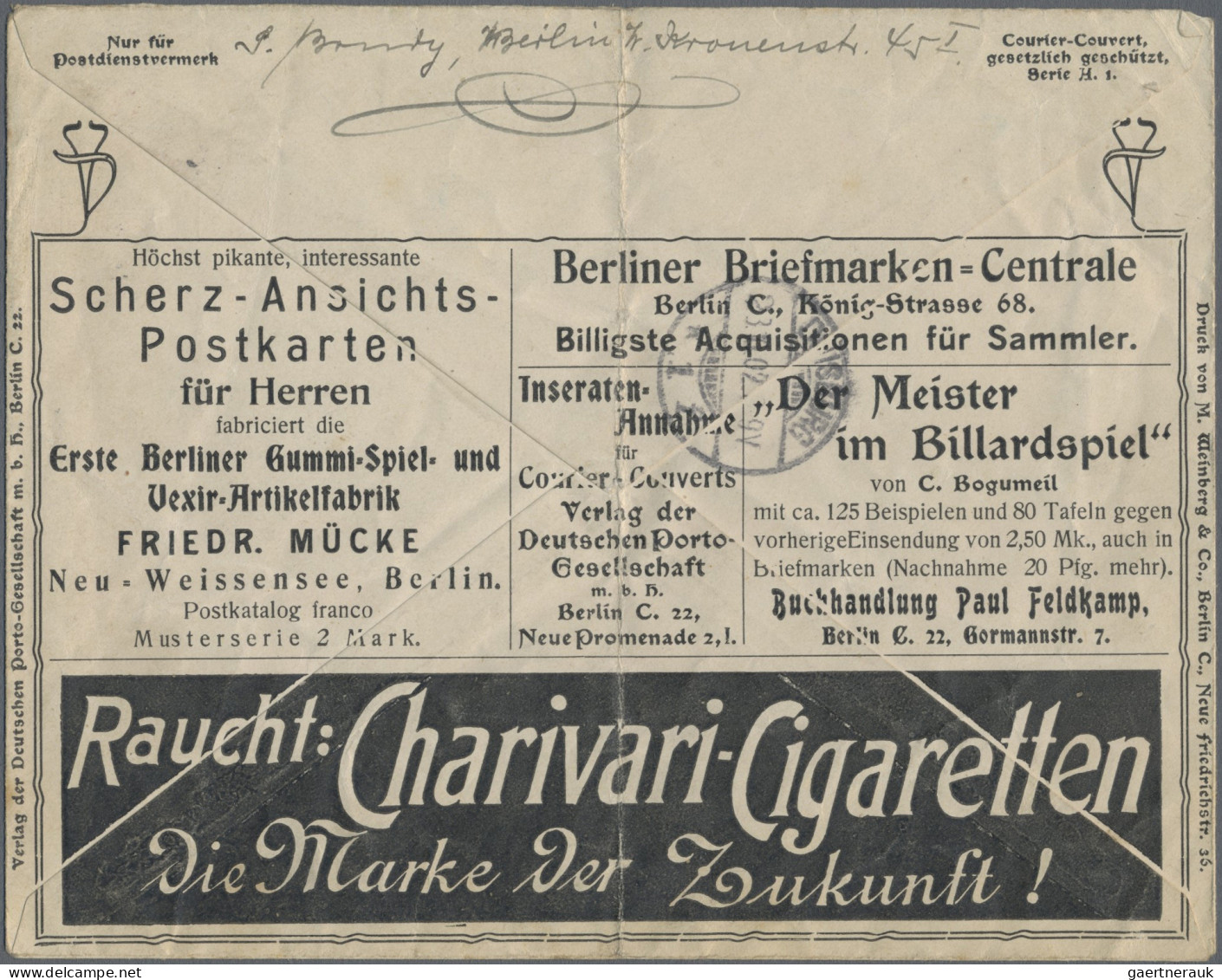 Thematics: advertising postal stationery: 1900/1914 ca., Dt.Reich Germania, reic