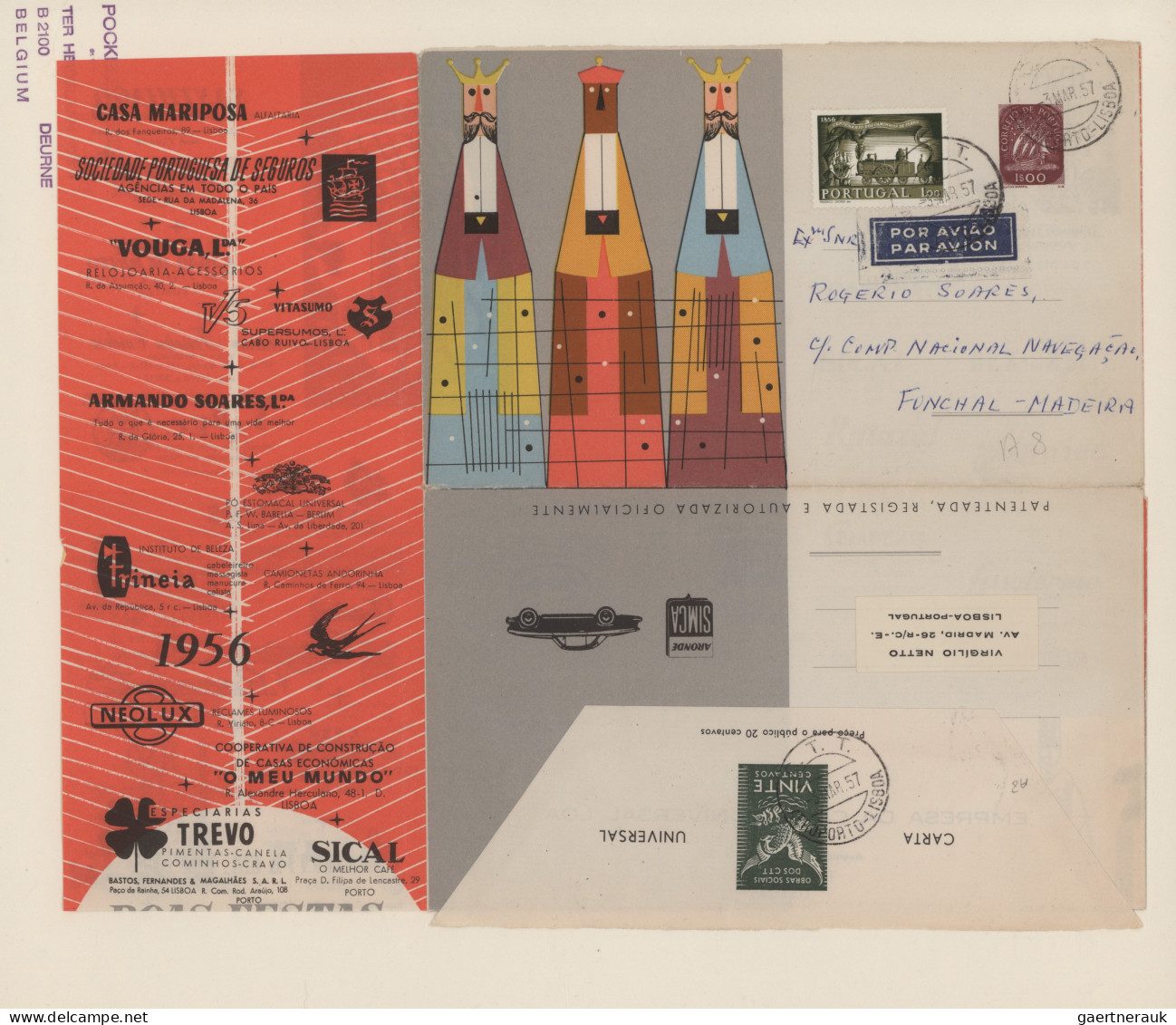 Thematics: Advertising Postal Stationery: 1955/1957 Ca., Portugal, 1 E 'caravel' - Autres