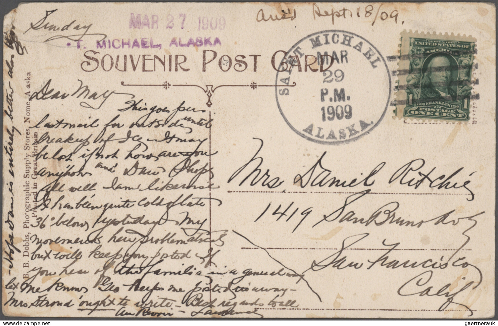 Thematics: Arctic: 1907/1911, Alaska Winter Mail, Group Of Seven Ppc (mainly Dep - Other