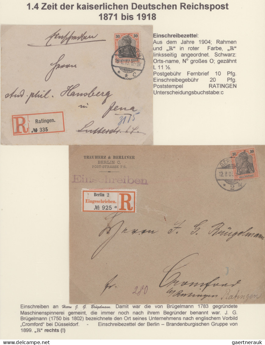 Registered Covers and Labels: 1808/2000, RATINGEN, außergewöhnliche Sammlung von