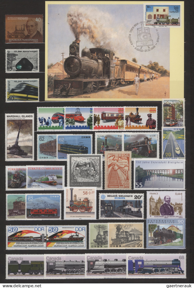 Thematics: railway: 1894/2000, Extensive collection of railway motifs with stamp