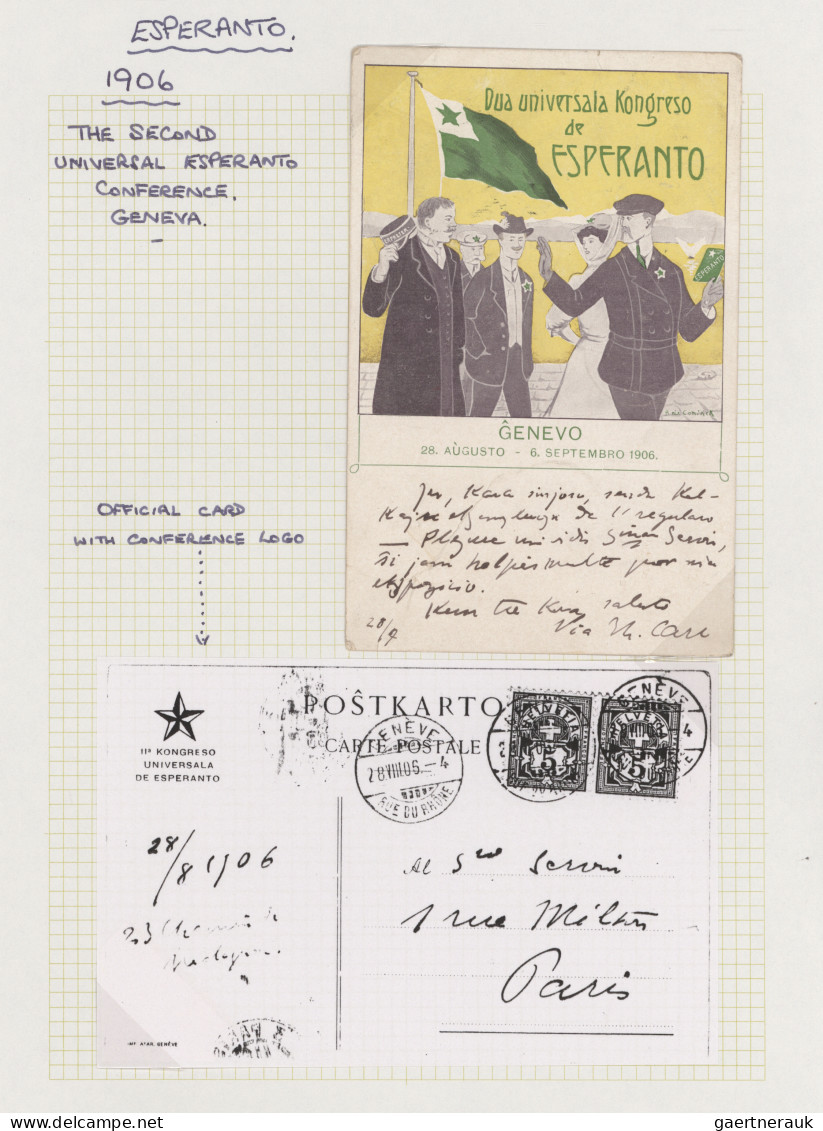 Thematics: Esperanto: 1906/1979, Collection Of 28 Covers/cards On Written Up Pag - Esperánto