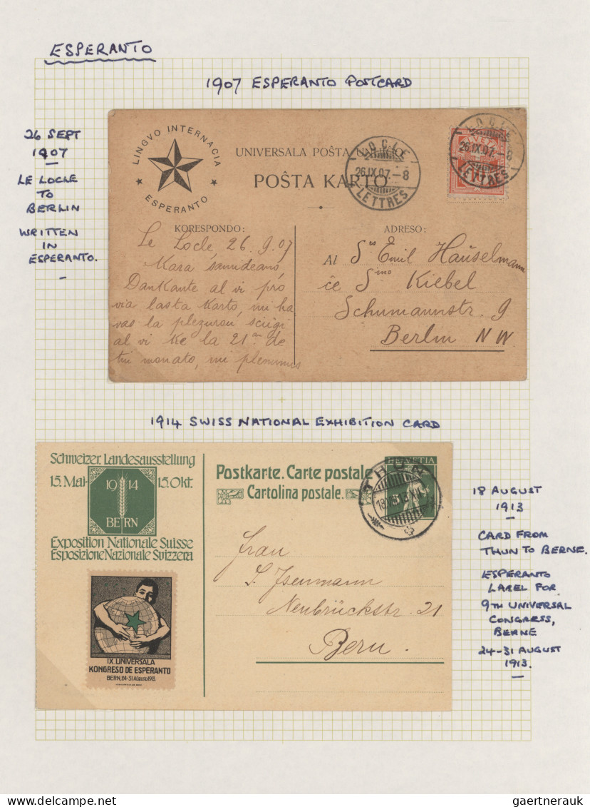 Thematics: Esperanto: 1906/1979, Collection Of 28 Covers/cards On Written Up Pag - Esperánto