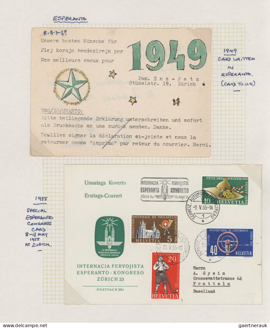 Thematics: Esperanto: 1906/1979, Collection Of 28 Covers/cards On Written Up Pag - Esperanto