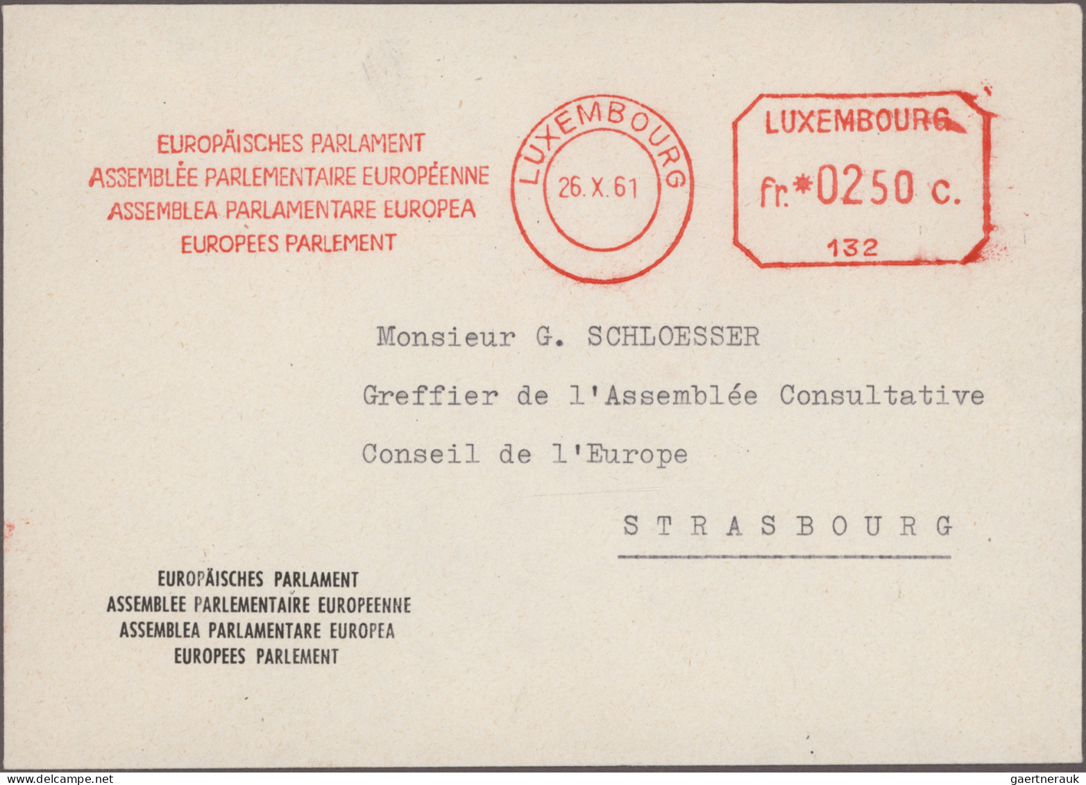 Thematics:  Europe: 1957/1974, METER MARKS COUNCIL OF EUROPE In Strasbourg And R - Europese Gedachte