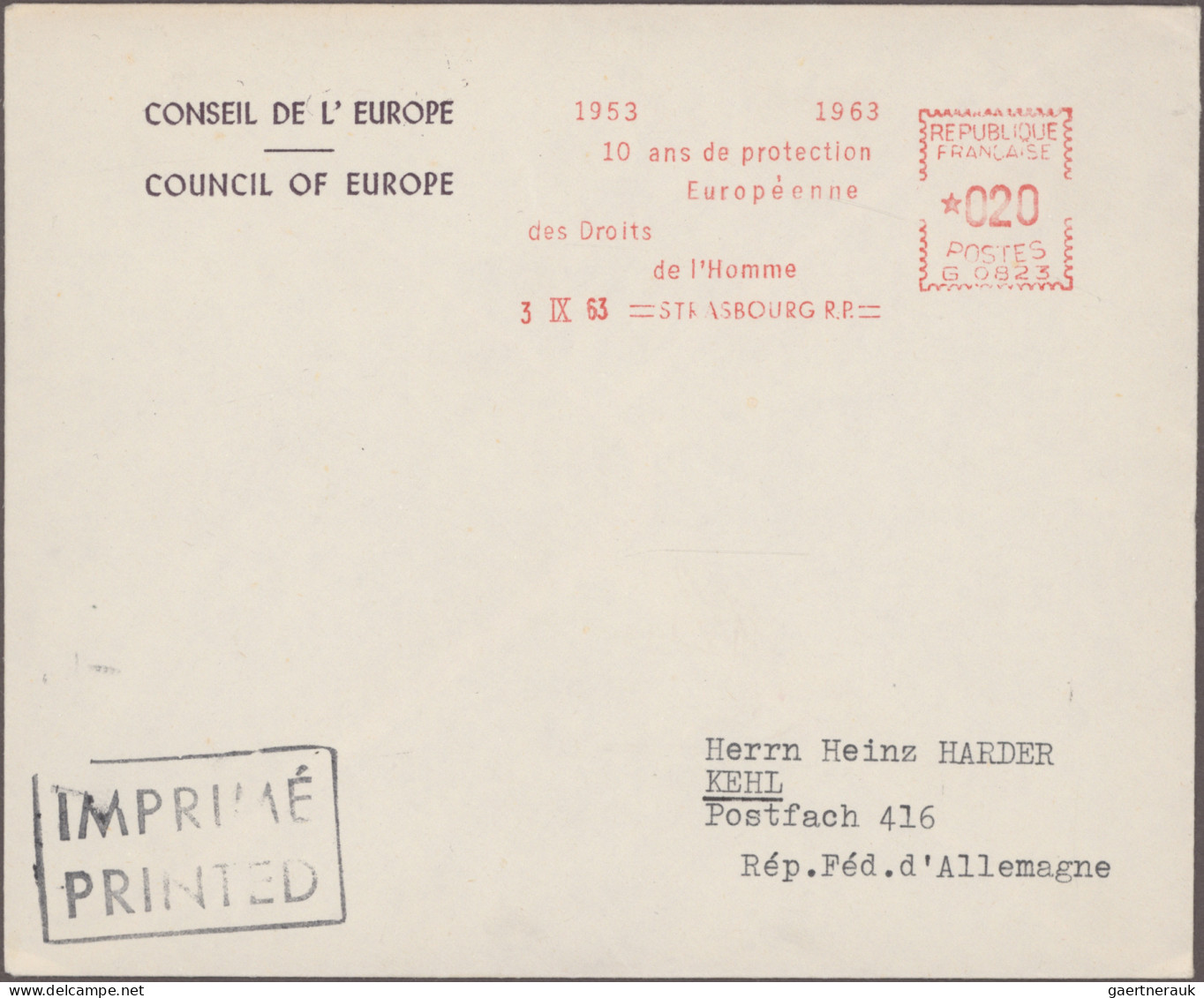 Thematics:  Europe: 1957/1974, METER MARKS COUNCIL OF EUROPE in Strasbourg and r