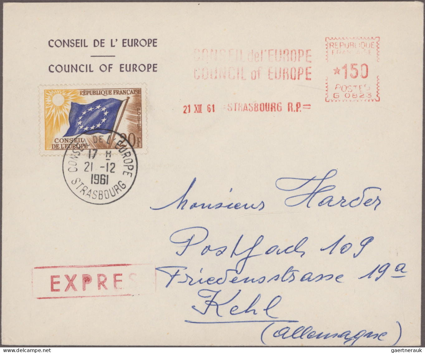 Thematics:  Europe: 1957/1974, METER MARKS COUNCIL OF EUROPE in Strasbourg and r