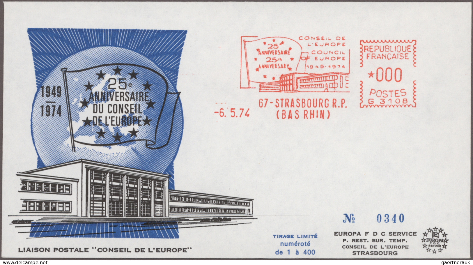 Thematics:  Europe: 1957/1974, METER MARKS COUNCIL OF EUROPE in Strasbourg and r