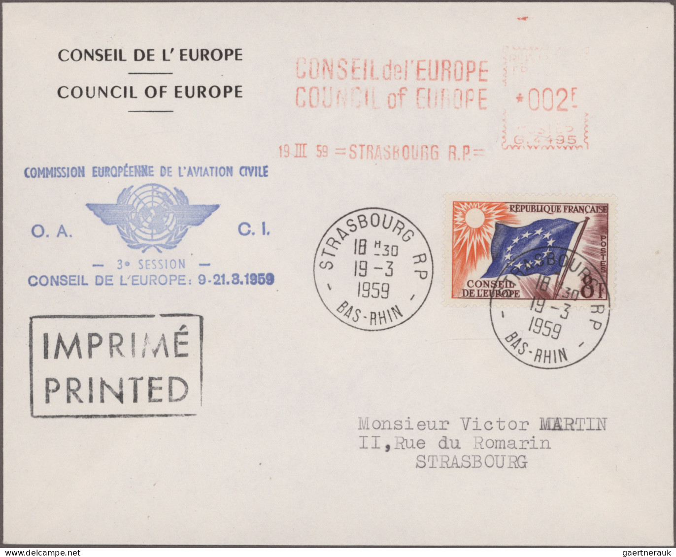 Thematics:  Europe: 1958/1989, COUNCIL OF EUROPE In Strasbourg And Related, Extr - European Ideas