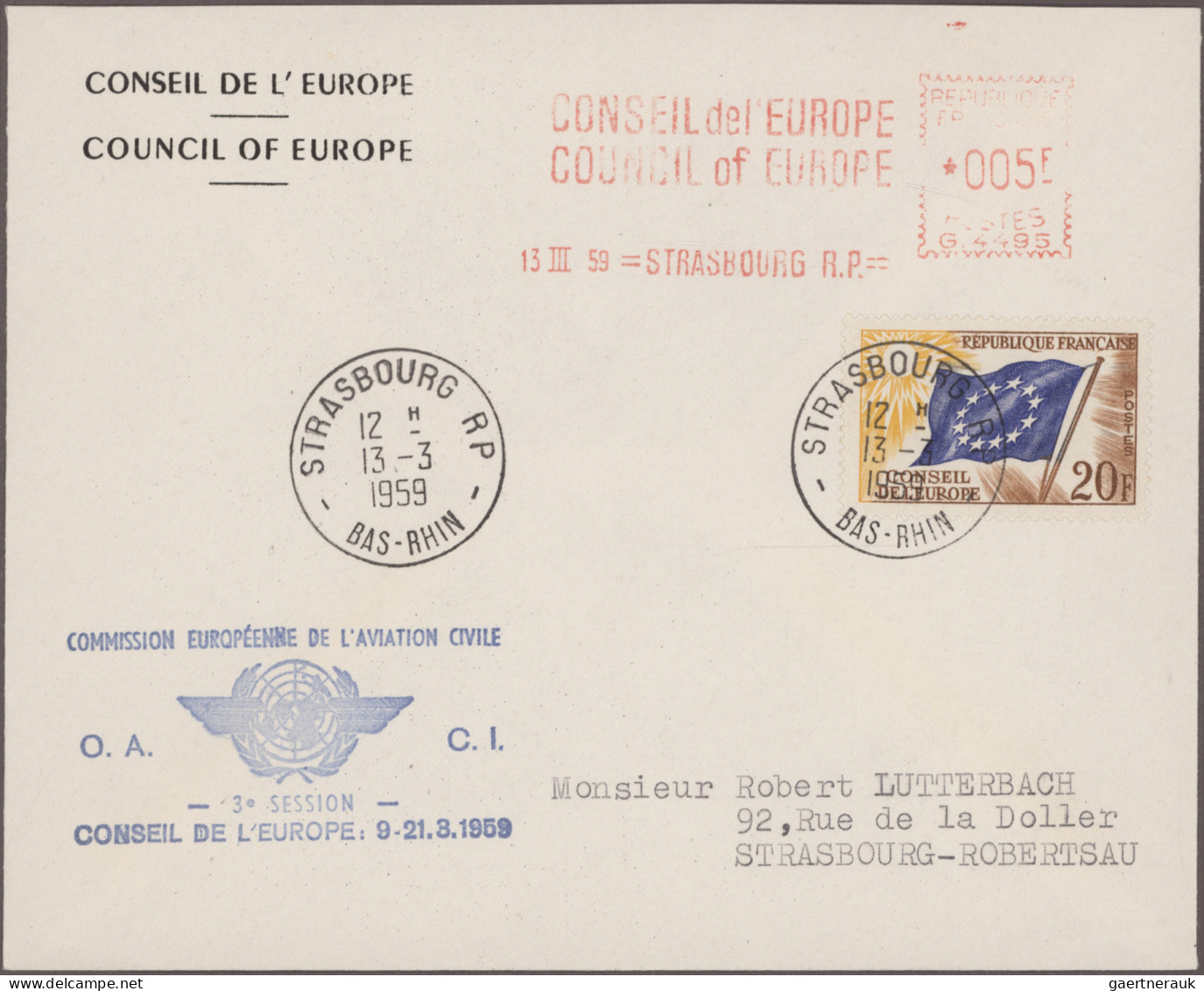 Thematics:  Europe: 1958/1989, COUNCIL OF EUROPE in Strasbourg and related, extr