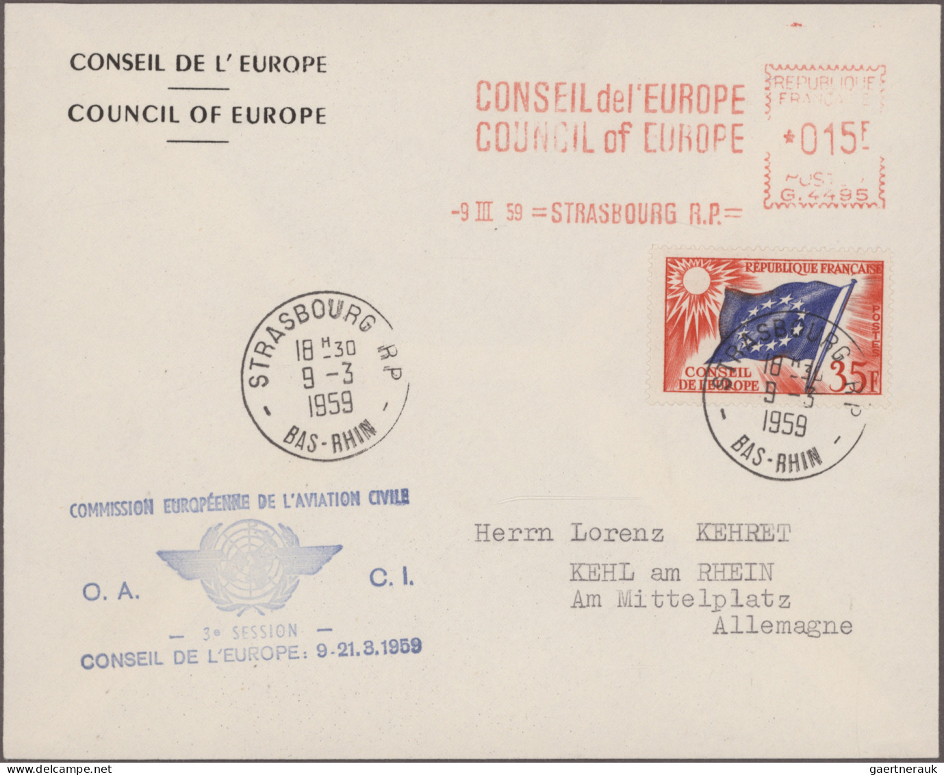 Thematics:  Europe: 1958/1989, COUNCIL OF EUROPE in Strasbourg and related, extr