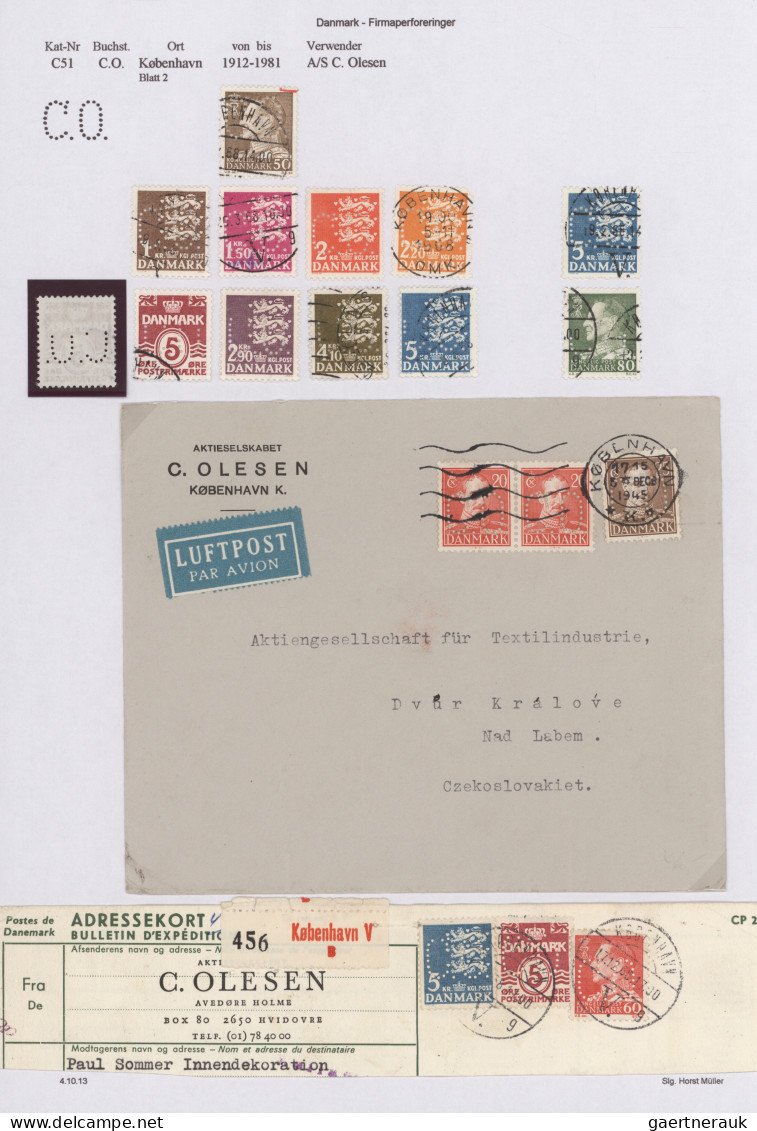 Thematics: Perfins: 1880/1960 (ca.), EUROPE (mainly)+some Overseas, Comprehensiv - Ohne Zuordnung