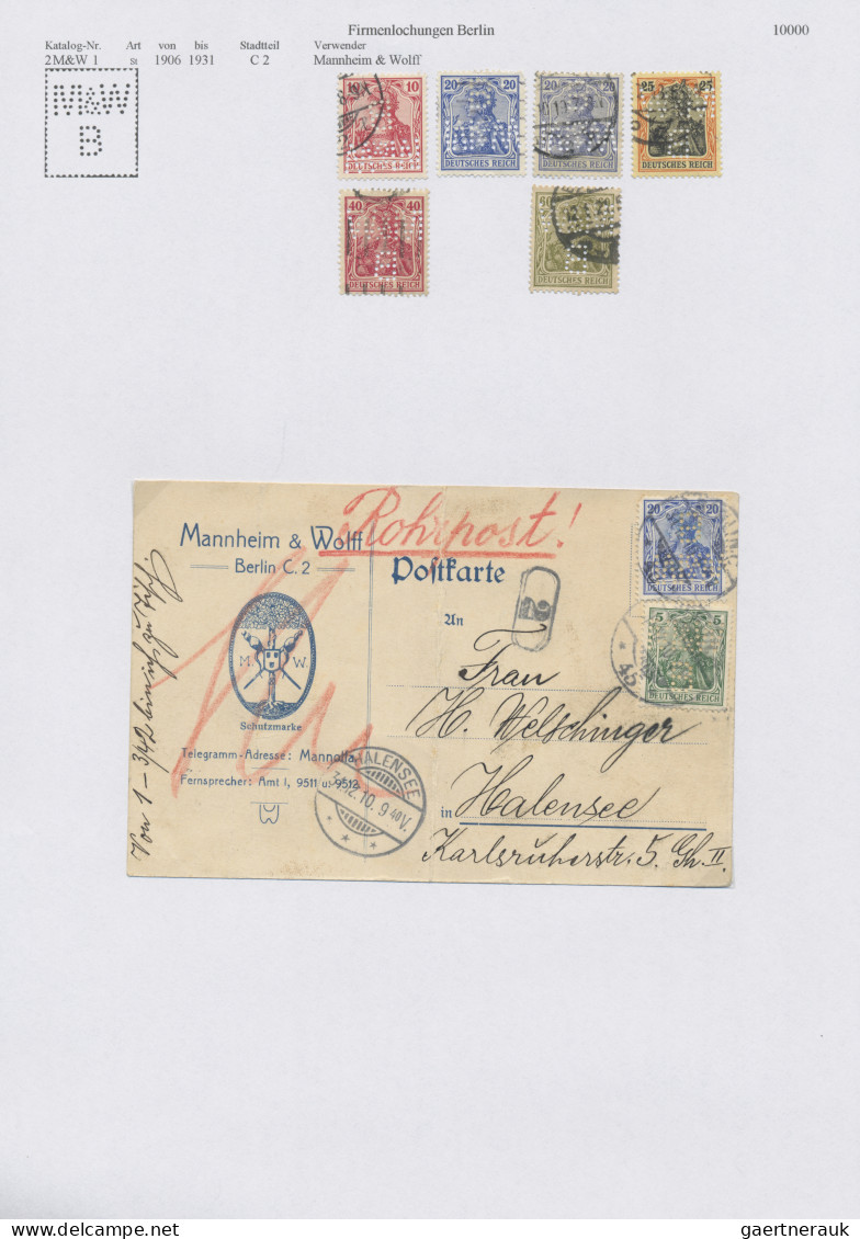 Thematics: Perfins: 1890/1945 (ca.), DEUTSCHLAND, Umfangreiche Sammlung Firmenlo - Ohne Zuordnung