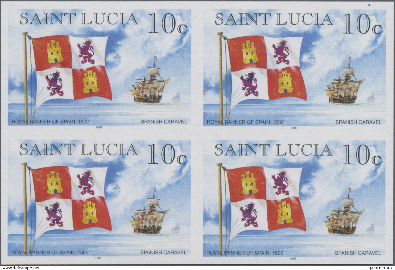 Thematics: Flags: 1998, St. Lucia. Lot With 150 IMPERFORATE Sets (4 Values Each; - Other & Unclassified