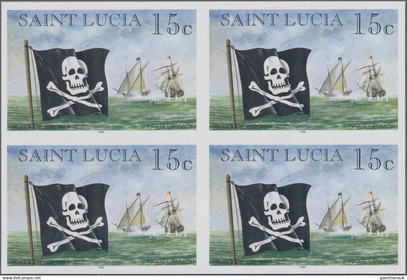 Thematics: Flags: 1998, St. Lucia. Lot With 150 IMPERFORATE Sets (4 Values Each; - Other & Unclassified