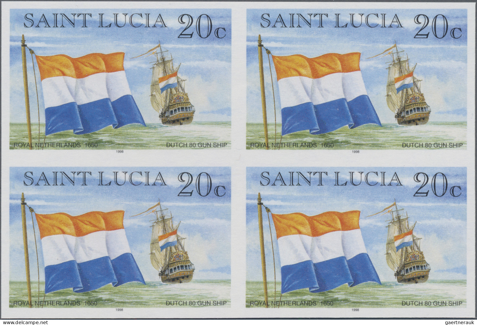 Thematics: Flags: 1998, St. Lucia. Lot With 150 IMPERFORATE Sets (4 Values Each; - Otros & Sin Clasificación