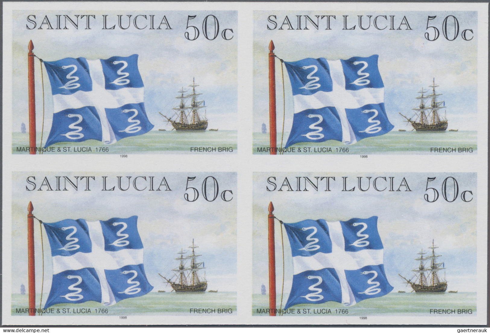 Thematics: Flags: 1998, St. Lucia. Lot With 150 IMPERFORATE Sets (4 Values Each; - Other & Unclassified