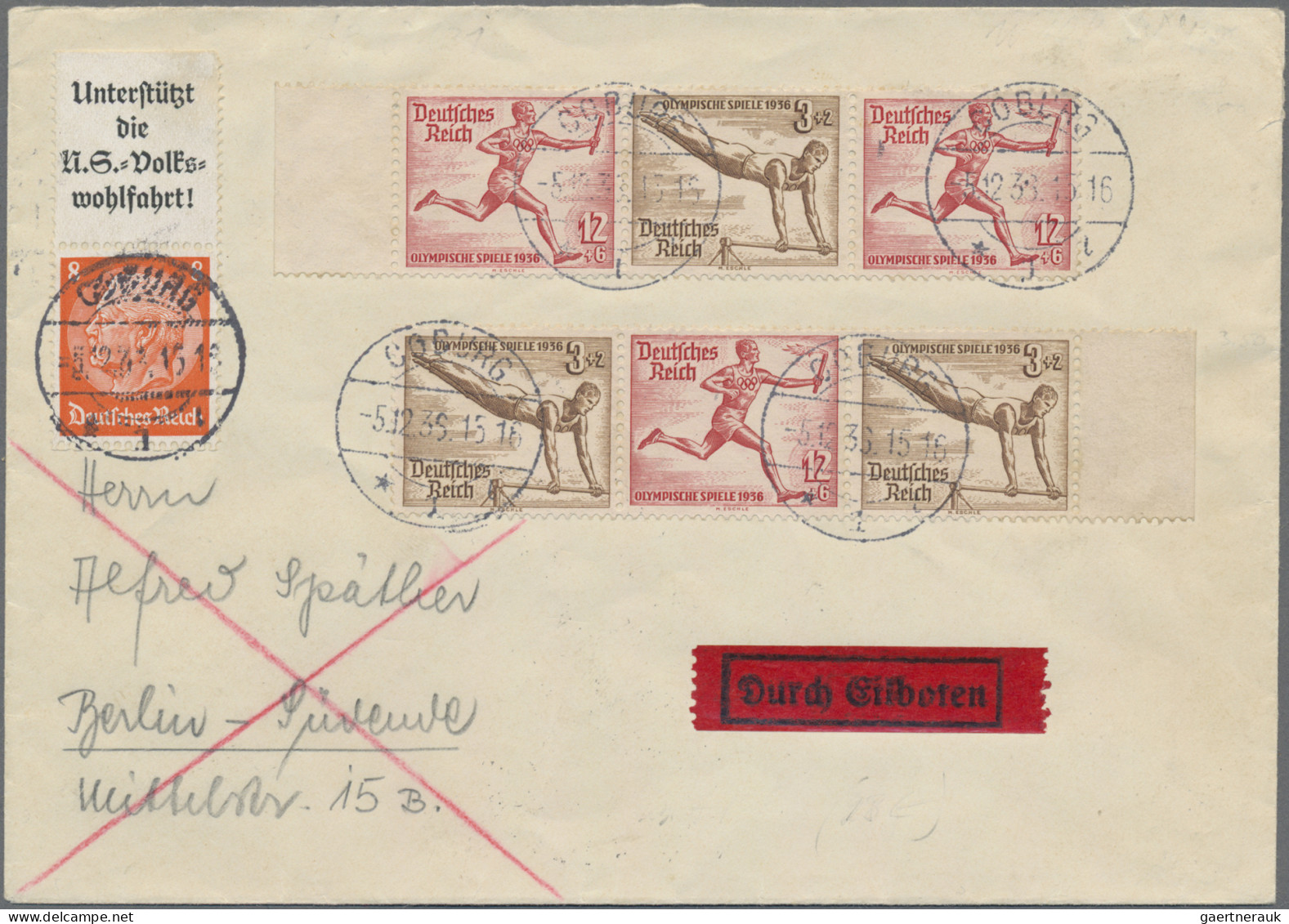 Thematics: Olympic Games: 1936 BERLIN: Five Covers And One Picture Postcard With - Autres & Non Classés