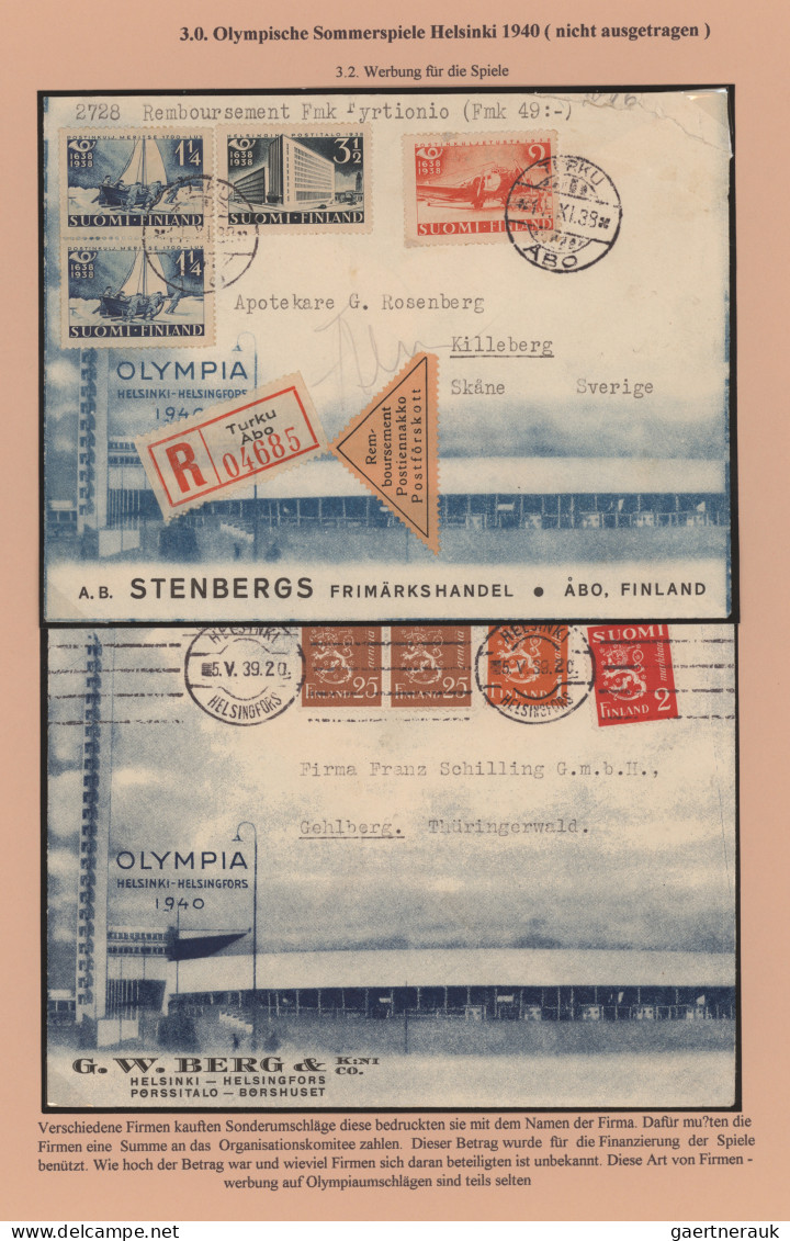 Thematics: Olympic Games: 1940, Olympic Games Helsinki (cancelled), Lot Of Five - Otros & Sin Clasificación