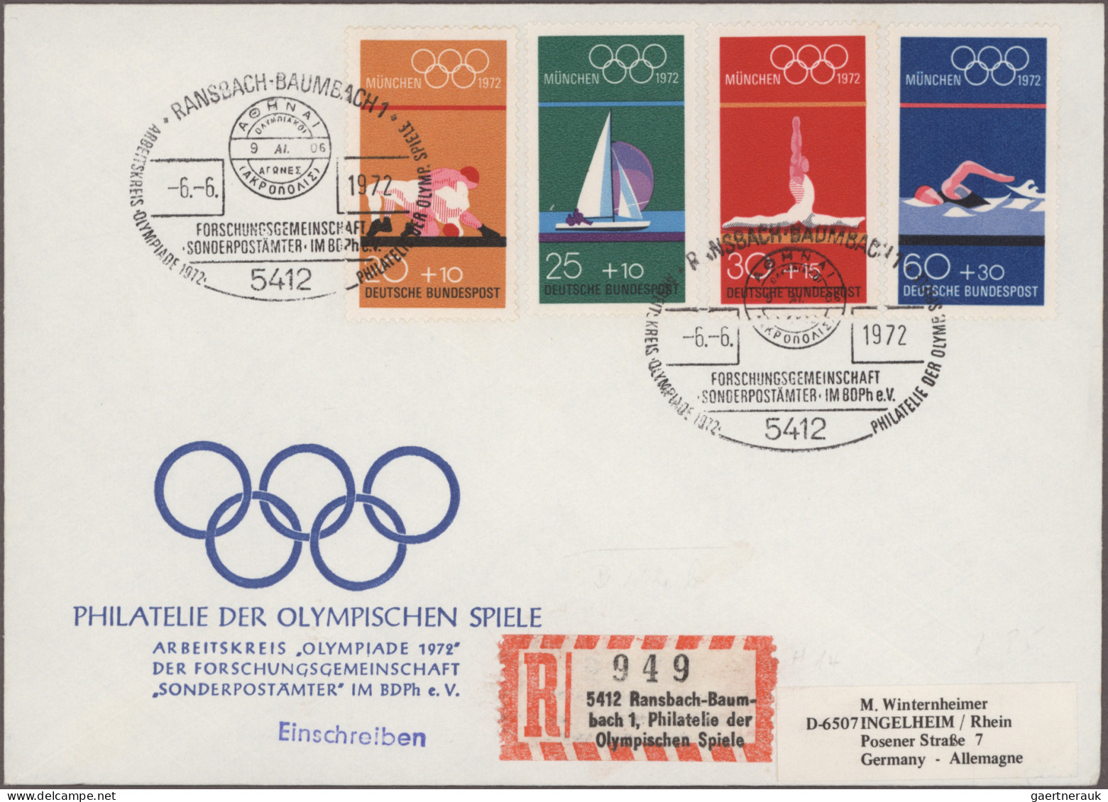 Thematics: Olympic Games: 1972, München, vielseitige Partie von ca. 150 Briefen