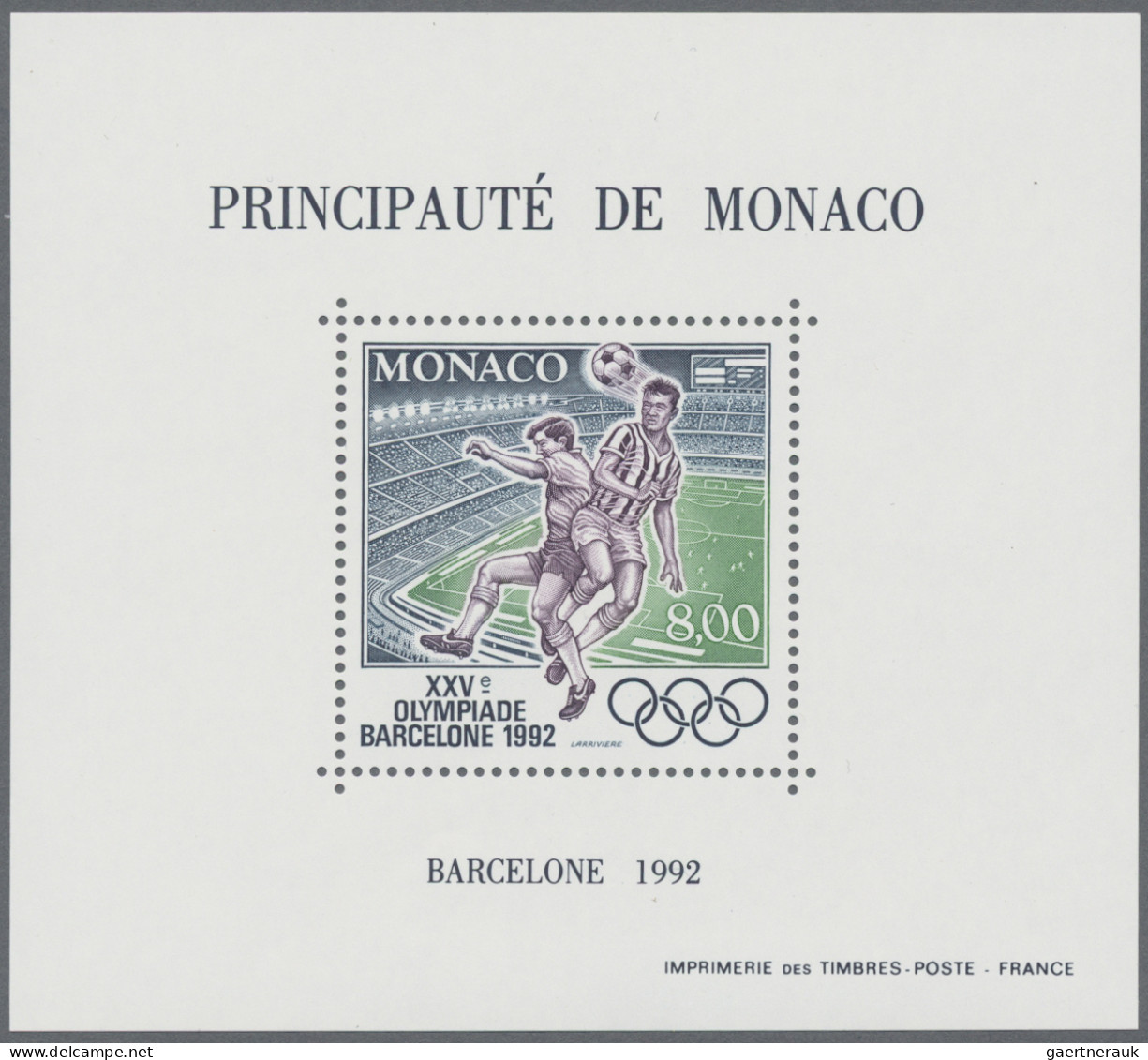 Thematics: Olympic Games: 1992, Olympic Games Barcelona 1992 (Soccer) Special Mi - Andere & Zonder Classificatie