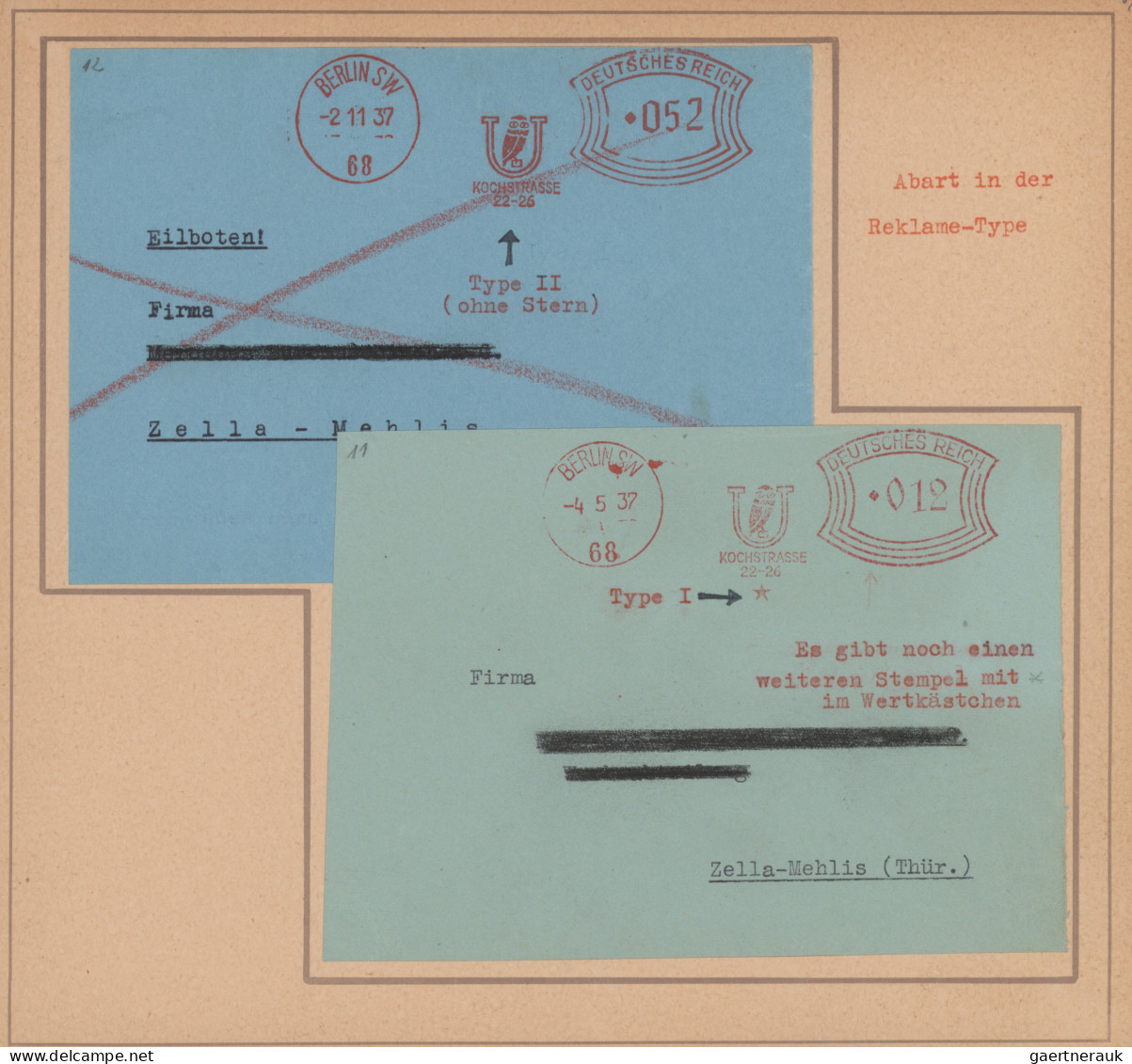 Thematics:  postal mecanization: 1923/1962, meist 30er-Jahre, interessante Parti