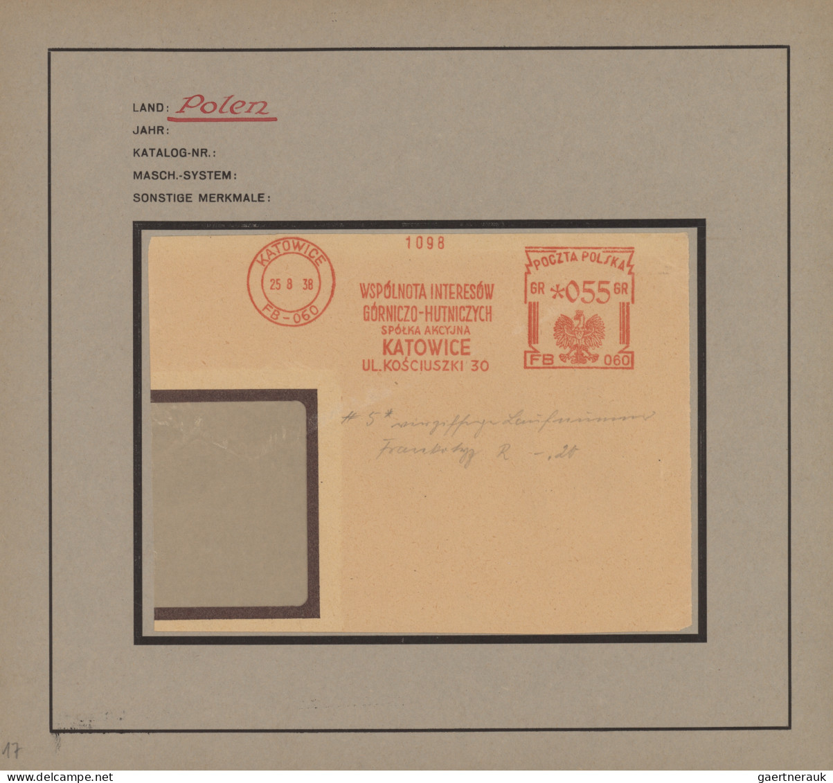 Thematics:  postal mecanization: 1923/1962, meist 30er-Jahre, interessante Parti