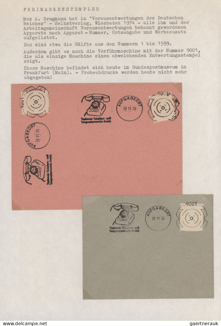 Thematics:  Postal Mecanization: 1935/1943, "Der Freimarkenstempler", Sammlung V - Correo Postal