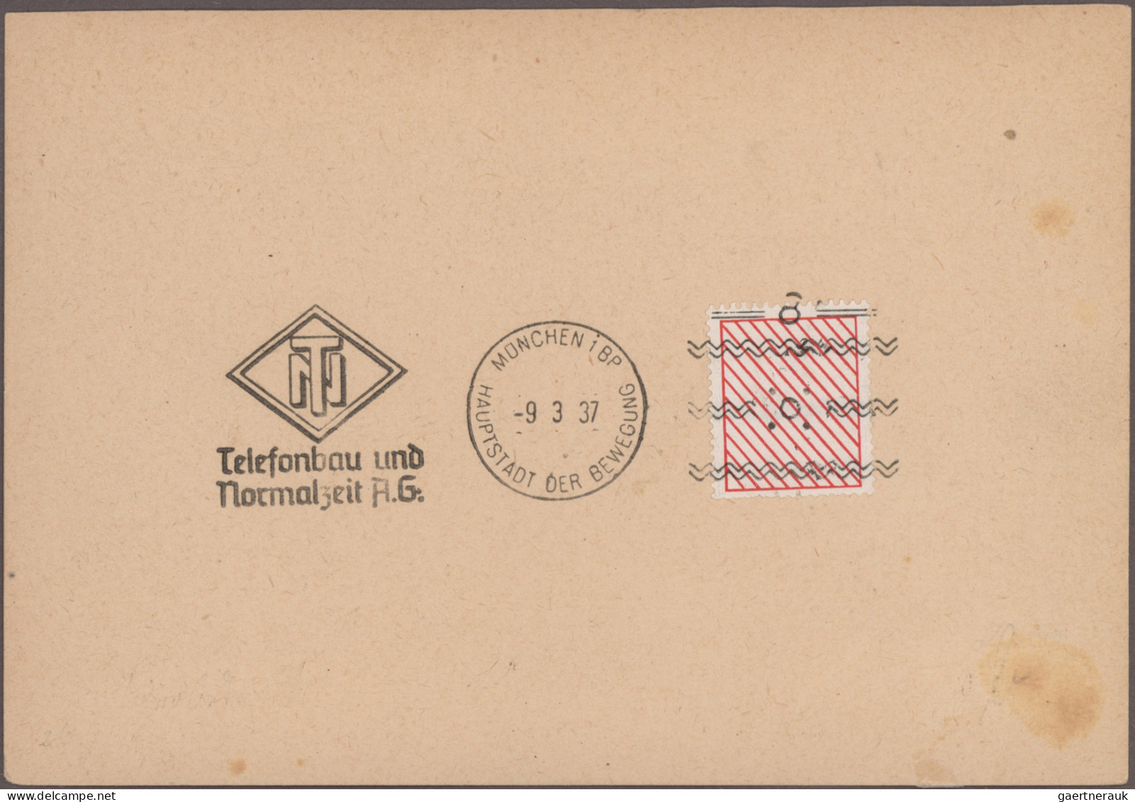 Thematics:  Postal Mecanization: 1935/1943, "Der Freimarkenstempler", Sammlung V - Correo Postal