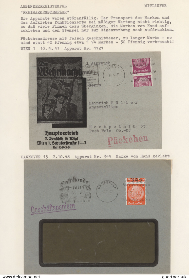 Thematics:  postal mecanization: 1935/1943, "Der Freimarkenstempler", Sammlung v