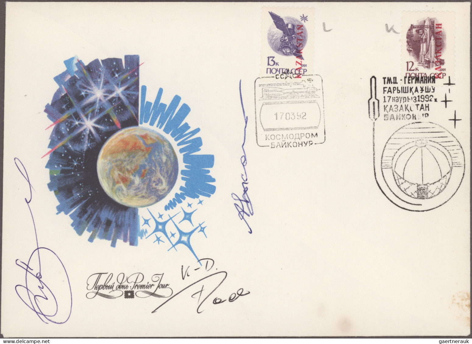 Thematics: Astronautics: 1992 Ff., Collection Of Mint And Used Stamps From Kazak - Sonstige & Ohne Zuordnung