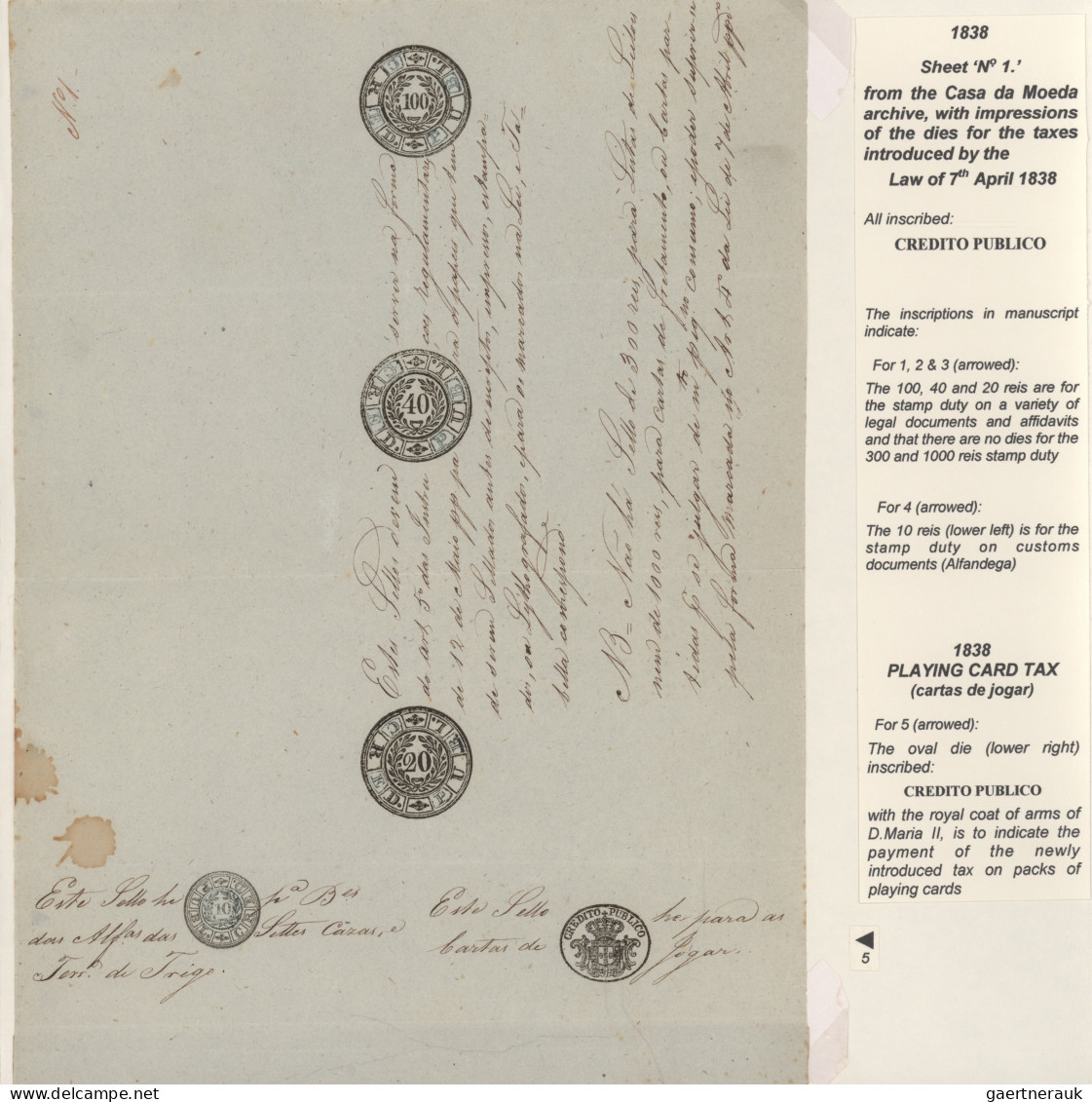 Thematics: Games-skat: 1838/1935, Portugal "Playing Card Tax" (Cartas De Jogar), - Autres