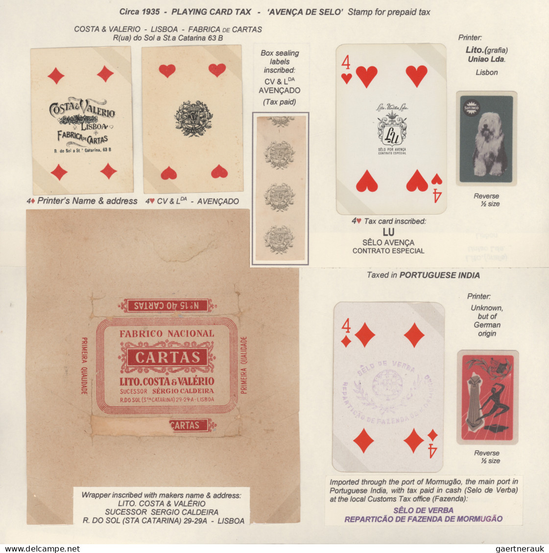 Thematics: Games-skat: 1838/1935, Portugal "Playing Card Tax" (Cartas De Jogar), - Otros