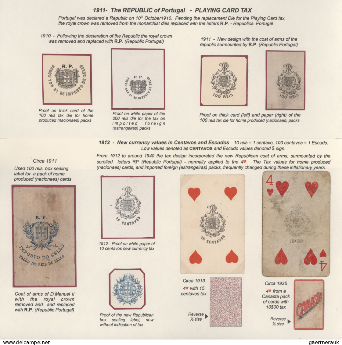 Thematics: Games-skat: 1838/1935, Portugal "Playing Card Tax" (Cartas De Jogar), - Otros