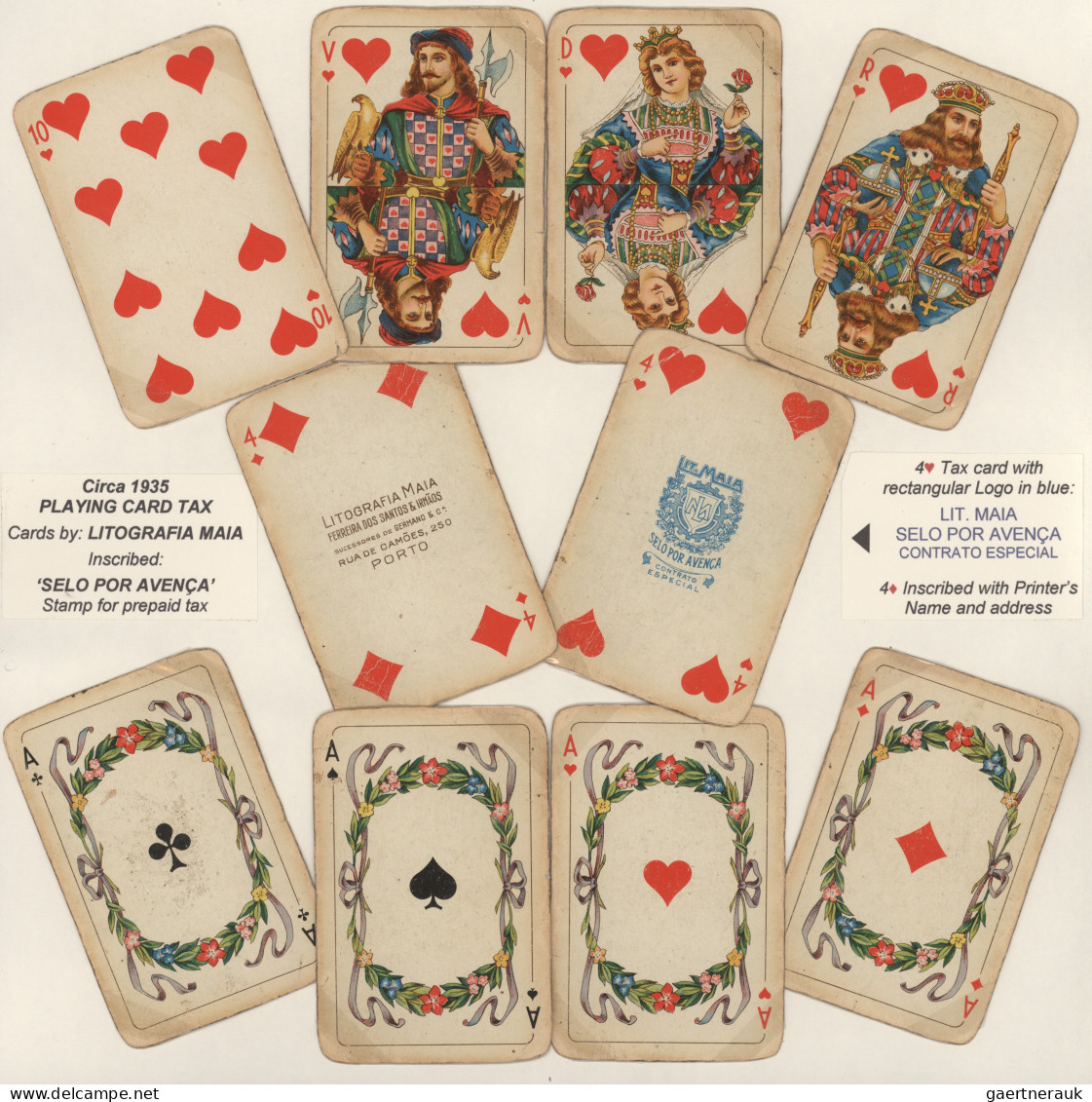 Thematics: games-skat: 1838/1935, Portugal "Playing Card Tax" (Cartas de Jogar),