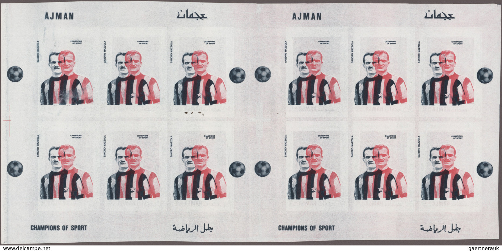 Thematics: Sport-soccer, Football: 1968/1970 (ca), SHARJAH, AJMAN, MANAMA, TSCHA - Autres & Non Classés